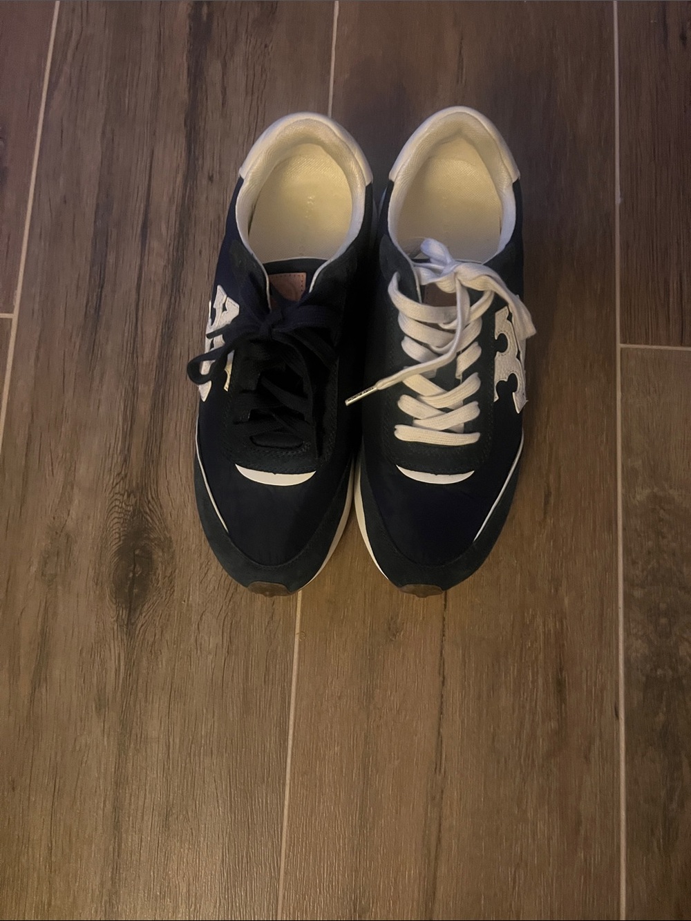 Tory Burch Navy and White Women's Lace-Up Sneakers